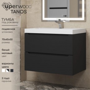 Тумба под раковину Uperwood Tanos 70 см, подвесная, черная матовая в Советском - sovetskiy.ok-mebel.com | фото 3
