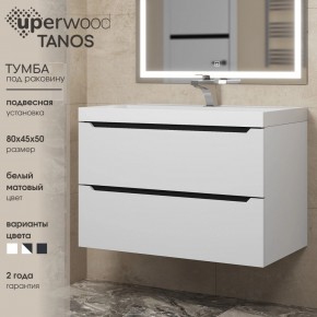 Тумба под раковину Uperwood Tanos 80 см, подвесная, белая/графит в Советском - sovetskiy.ok-mebel.com | фото 3