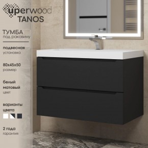 Тумба под раковину Uperwood Tanos 80 см, подвесная, черная матовая в Советском - sovetskiy.ok-mebel.com | фото 3