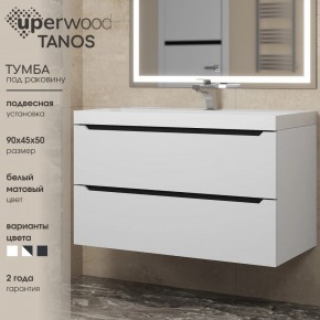 Тумба под раковину Uperwood Tanos 90 см, подвесная, белая/графит в Советском - sovetskiy.ok-mebel.com | фото 3