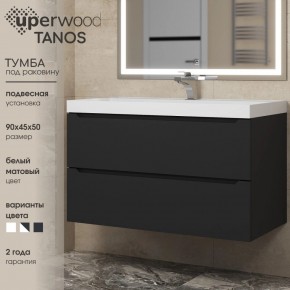 Тумба под раковину Uperwood Tanos 90 см, подвесная, черная матовая в Советском - sovetskiy.ok-mebel.com | фото 3