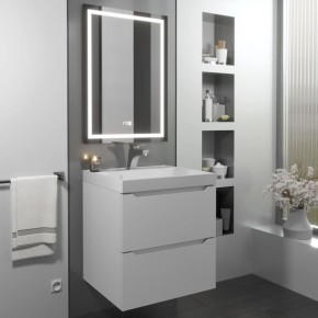 Тумба с раковиной Uperwood Tanos 50 см, подвесная, белая матовая в Советском - sovetskiy.ok-mebel.com | фото