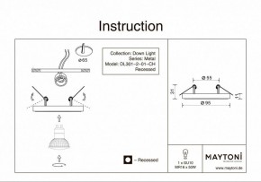 Встраиваемый светильник Maytoni Metal DL301-2-01-CH в Советском - sovetskiy.ok-mebel.com | фото 5